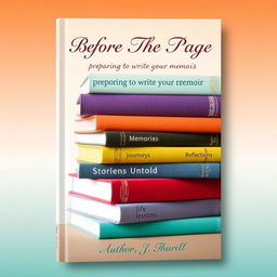 A visually striking book cover for a title named 'Before The First Page: Preparing to Write Your Memoir'