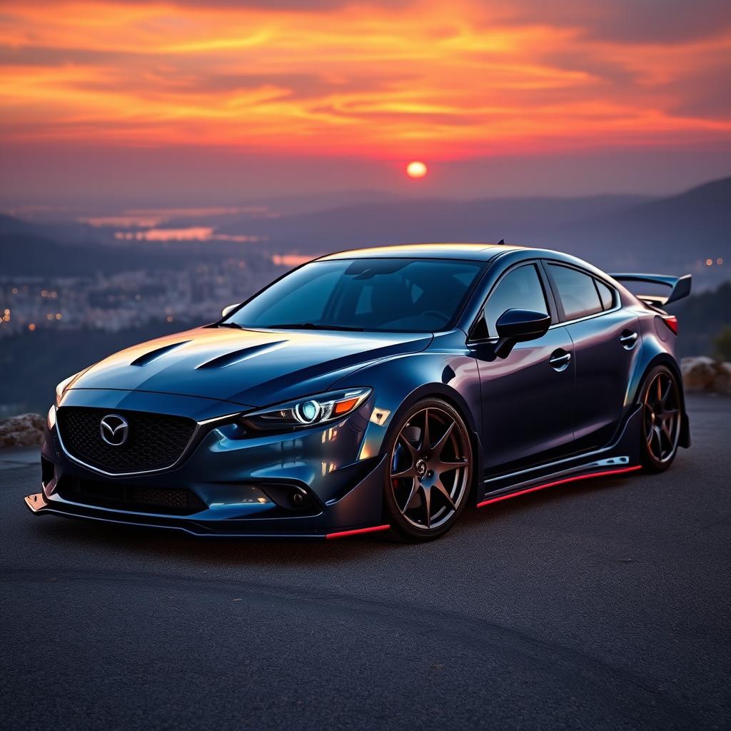 A stunning Mazda 6 MPS with a wide body kit, showcasing a sleek and aggressive design