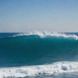 An even vaster sea, expanding infinitely under a cloudless sky, with gentle epic waves rolling across its surface.