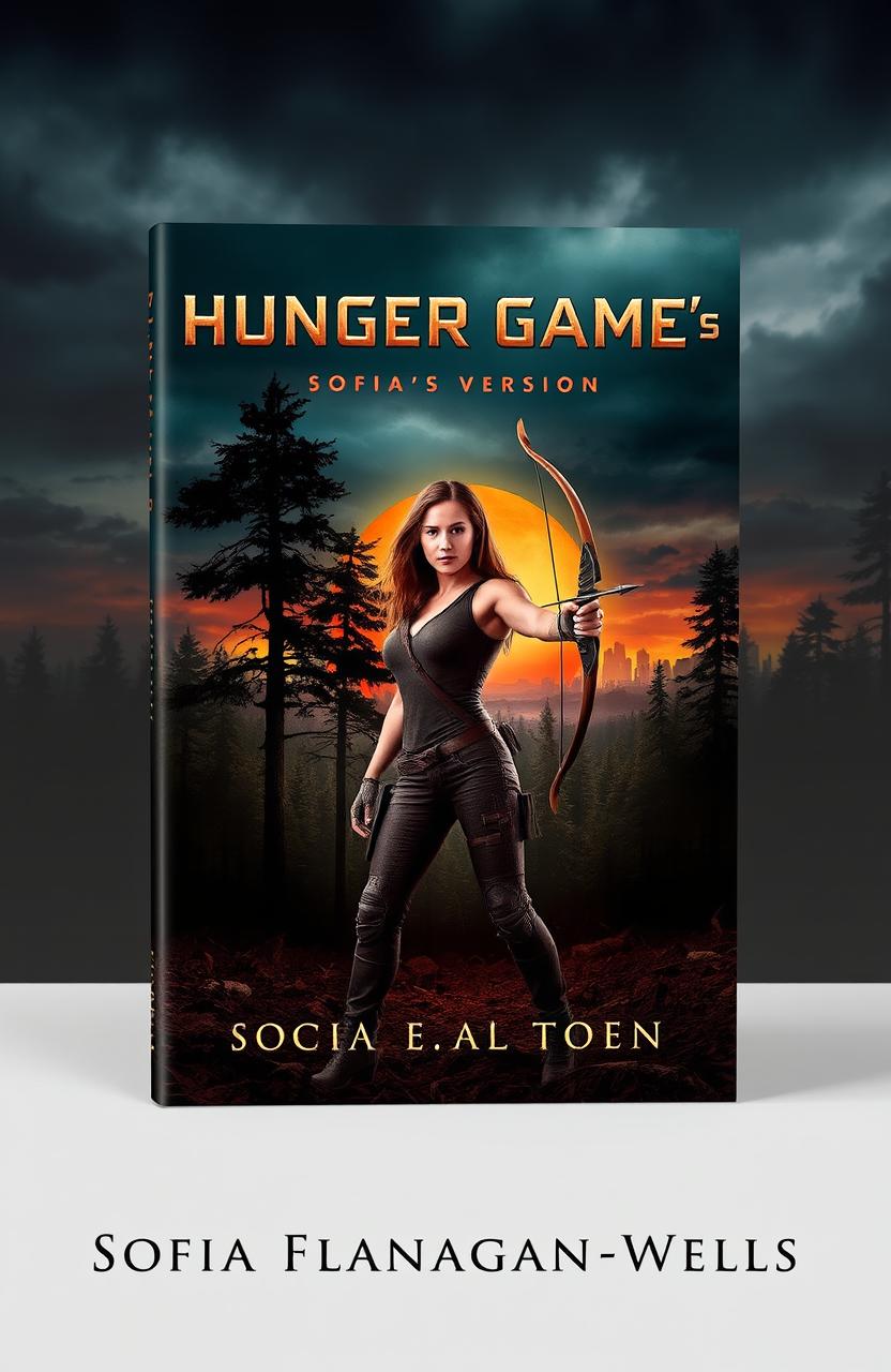 A dramatic book cover design for 'Hunger Game's-Sofia's Version' by Sofia Flanagan-Wells