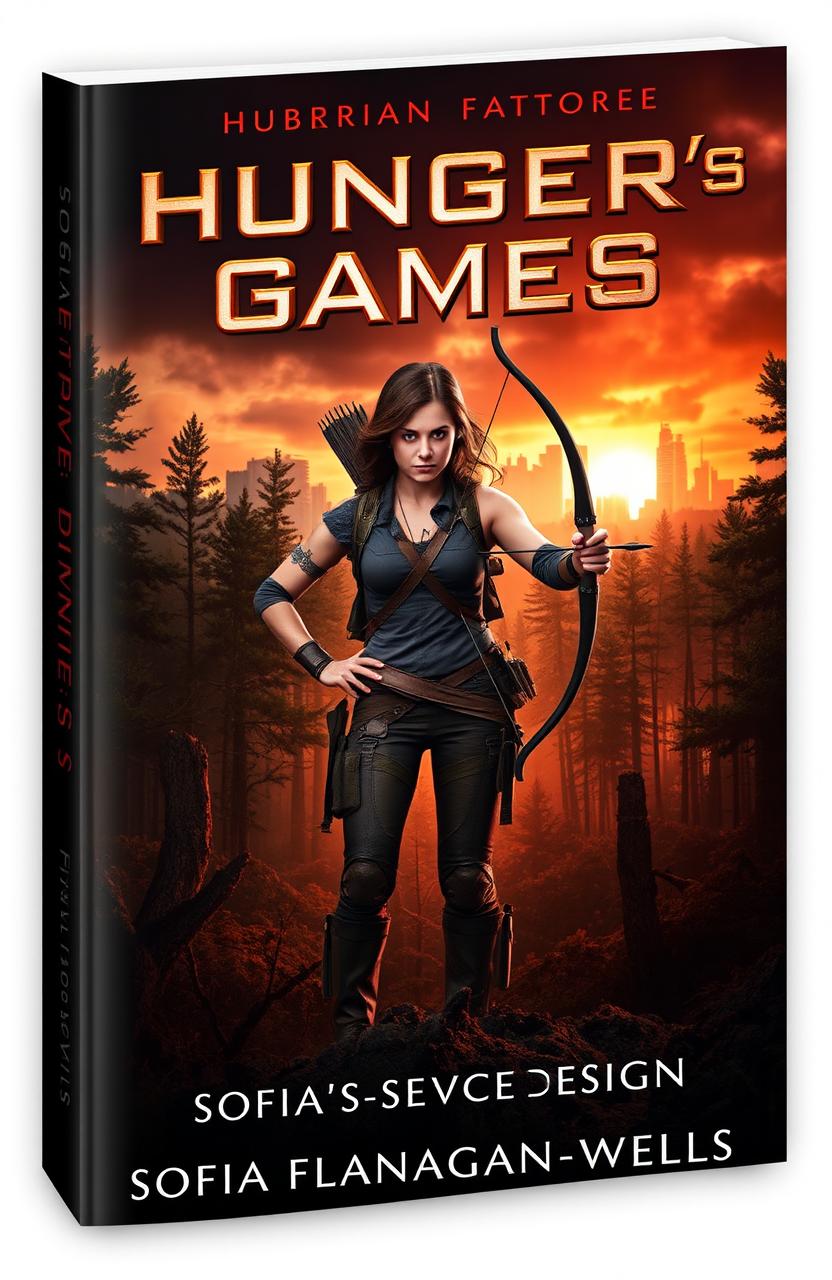 A dramatic book cover design for 'Hunger Game's-Sofia's Version' by Sofia Flanagan-Wells