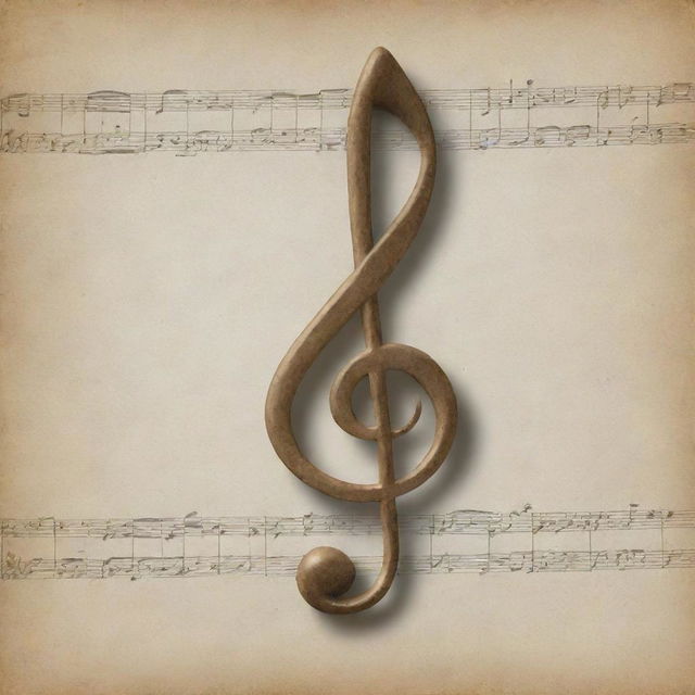 An harmonious scene of a flute, guitar, and piano, draped subtly behind a prominent treble clef symbol.