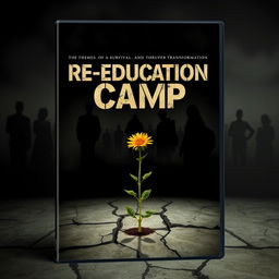 A dramatic and thought-provoking cover for a fictional DVD titled 'Re-education Camp'