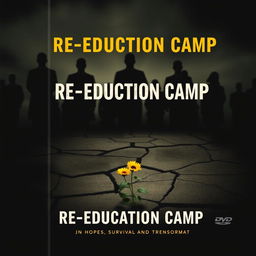 A dramatic and thought-provoking cover for a fictional DVD titled 'Re-education Camp'