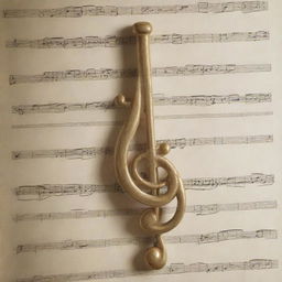 An harmonious scene of a flute, guitar, and piano, draped subtly behind a prominent treble clef symbol.