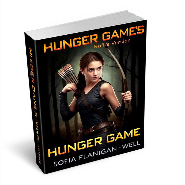 An engaging book cover design for 'Hunger Game's-Sofia's Version' featuring Katniss Everdeen as the central focus