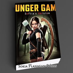 An engaging book cover design for 'Hunger Game's-Sofia's Version' featuring Katniss Everdeen as the central focus