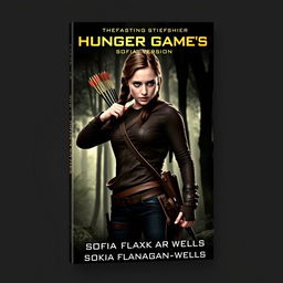 An engaging book cover design for 'Hunger Game's-Sofia's Version' featuring Katniss Everdeen as the central focus