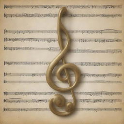 An harmonious scene of a flute, guitar, and piano, draped subtly behind a prominent treble clef symbol.