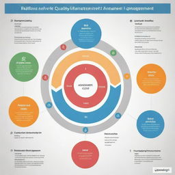 Infographic illustrating a comprehensive, efficient quality management system, displaying process flow and elements of planning, controlling, assurance, and improvement.