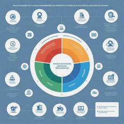 Infographic illustrating a comprehensive, efficient quality management system, displaying process flow and elements of planning, controlling, assurance, and improvement.