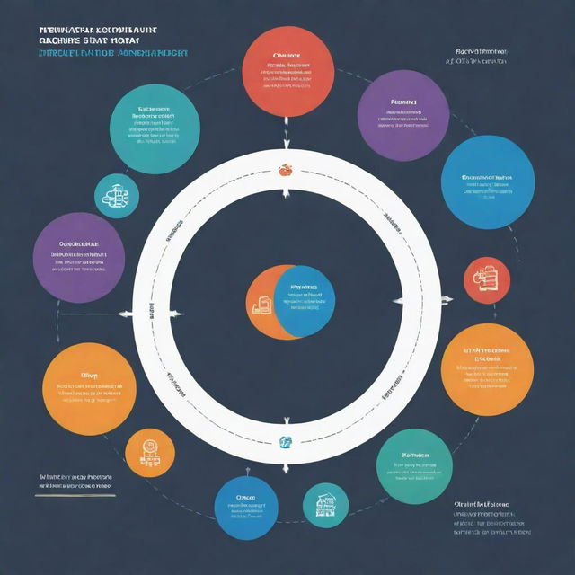 Infographic illustrating a comprehensive, efficient quality management system, displaying process flow and elements of planning, controlling, assurance, and improvement.