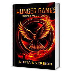 A visually striking book cover design for 'Hunger Game's-Sofia's Version', prominently featuring a beautifully illustrated mockingjay, a symbol of rebellion and hope