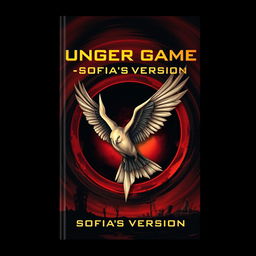 A visually striking book cover design for 'Hunger Game's-Sofia's Version', prominently featuring a beautifully illustrated mockingjay, a symbol of rebellion and hope