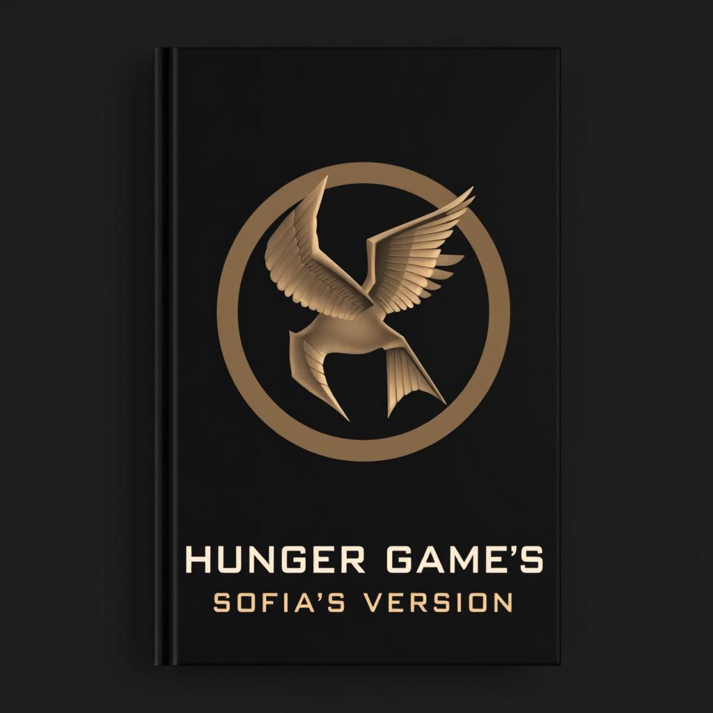 A minimalist book cover design for 'Hunger Game's-Sofia's Version', featuring a large, elegantly designed mockingjay in the center