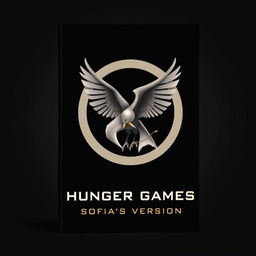 A minimalist book cover design for 'Hunger Game's-Sofia's Version', featuring a large, elegantly designed mockingjay in the center