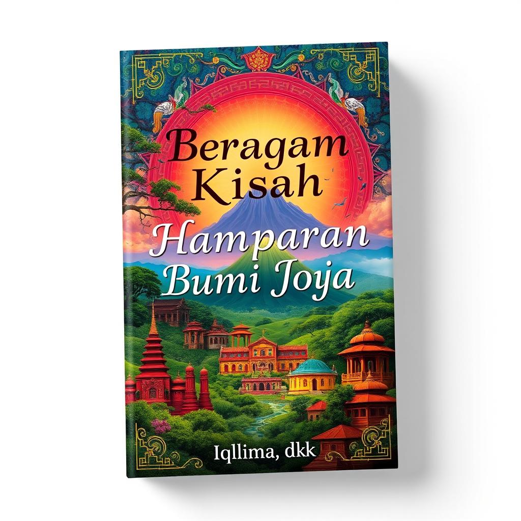 A visually striking book cover design for 'Beragam Kisah di Hamparan Bumi Jogja' by Iqlima, dkk, with the author's name subtly placed at the bottom center