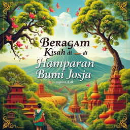 A visually striking book cover design for 'Beragam Kisah di Hamparan Bumi Jogja' by Iqlima, dkk, with the author's name subtly placed at the bottom center