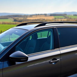 A Skoda Scala station wagon with tinted windows, featuring a sleek Nardo grey color