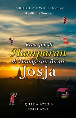 A stunning book cover design for 'Beragam Kisah di Hamparan Bumi Jogja' by Iqlima Azqi and others