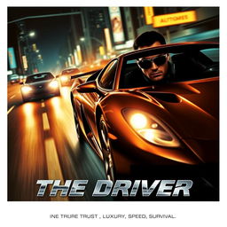 A gripping movie poster for an action-packed thriller titled 'THE DRIVER'