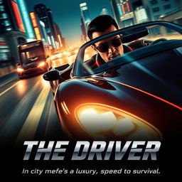 A gripping movie poster for an action-packed thriller titled 'THE DRIVER'