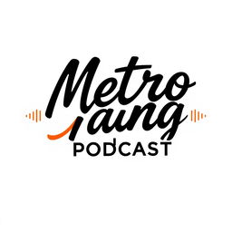 A stylish poster for 'Metro Gang Podcast' with a clean white background