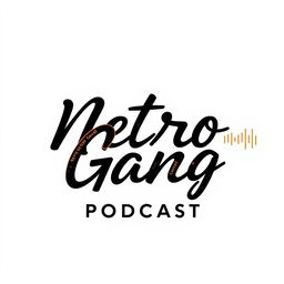 A stylish poster for 'Metro Gang Podcast' with a clean white background