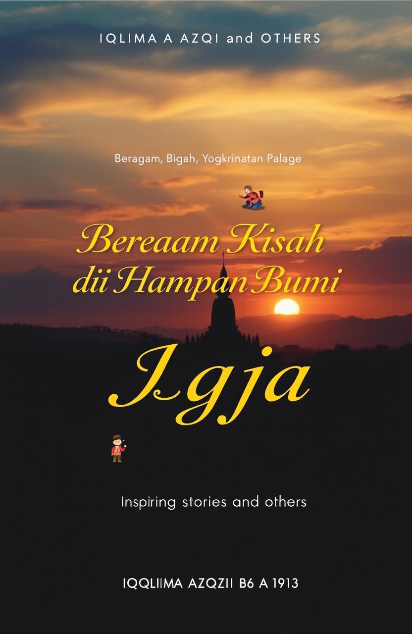 A stunning book cover design for 'Beragam Kisah di Hamparan Bumi Jogja' by Iqlima Azqi and others