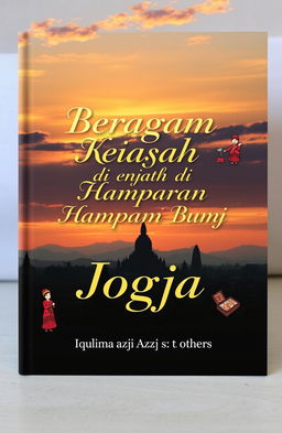 A stunning book cover design for 'Beragam Kisah di Hamparan Bumi Jogja' by Iqlima Azqi and others