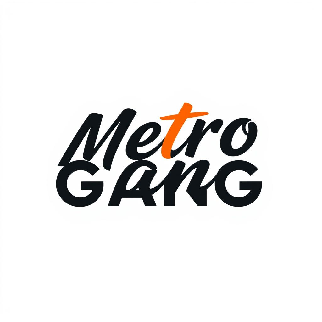 A stylish poster for 'Metro Gang' with a clean white background