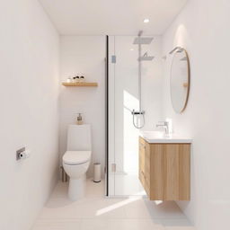 A beautifully designed bathroom layout in a compact space measuring 2 meters by 1