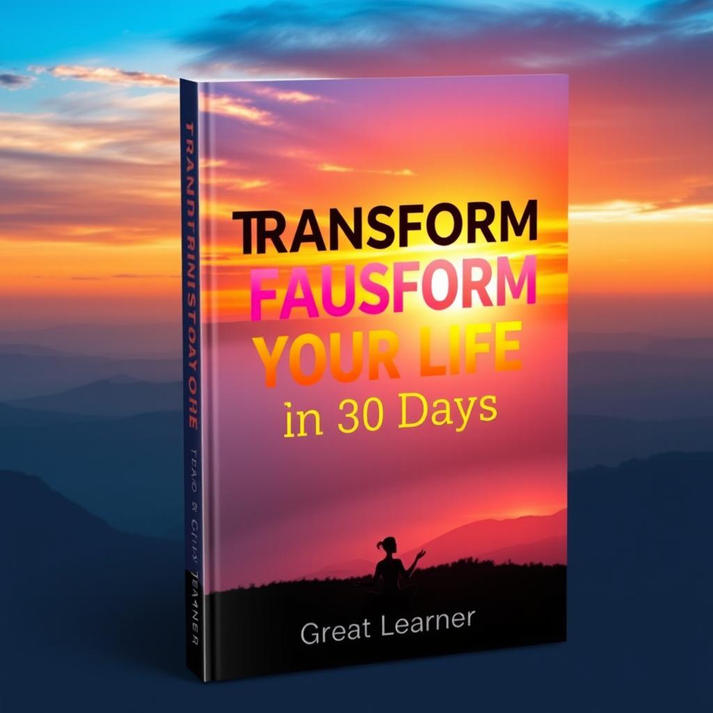 A captivating book cover design for 'Transform Your Life in 30 Days' by Great Learner