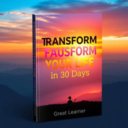 A captivating book cover design for 'Transform Your Life in 30 Days' by Great Learner