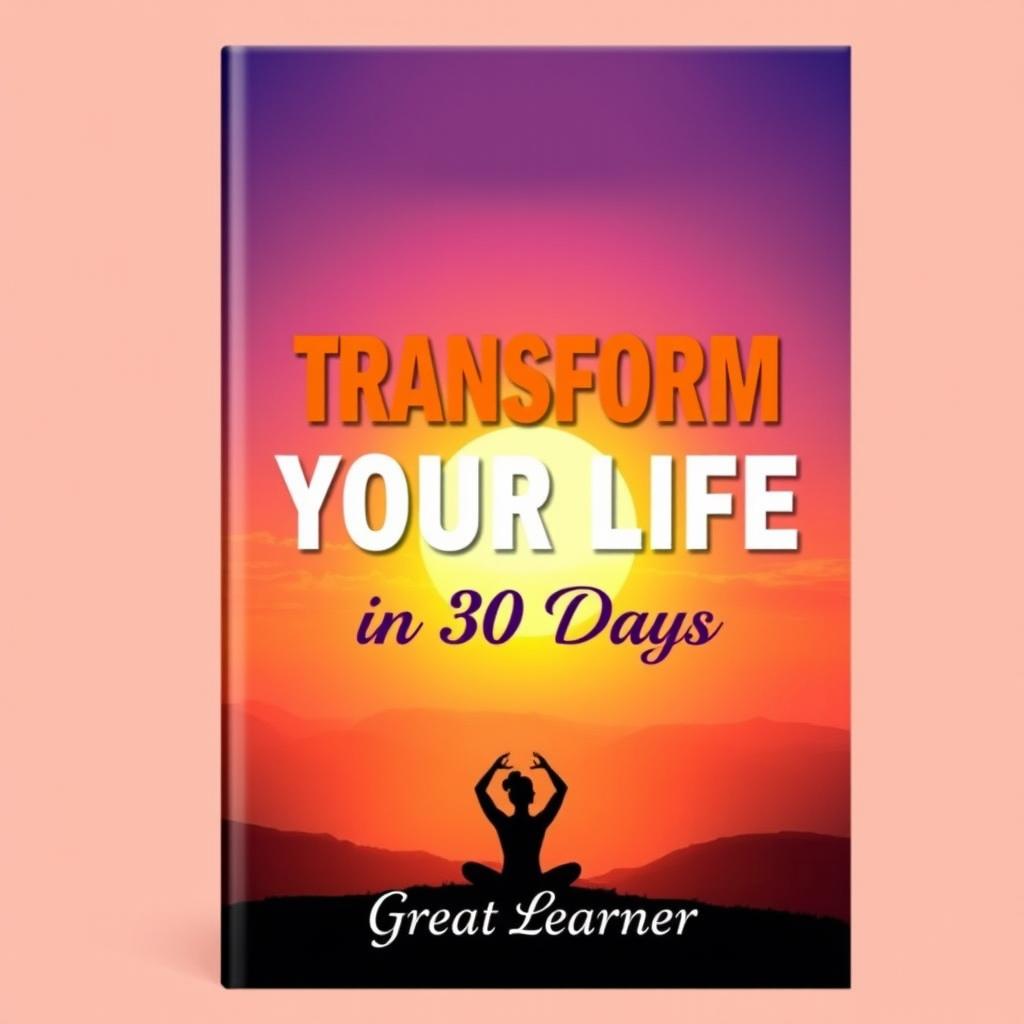 A captivating book cover design for 'Transform Your Life in 30 Days' by Great Learner