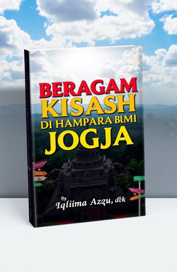 An engaging book cover design titled 'BERAGAM KISAH DI HAMPARAN BUMI JOGJA' by Iqlima Azqi, dkk