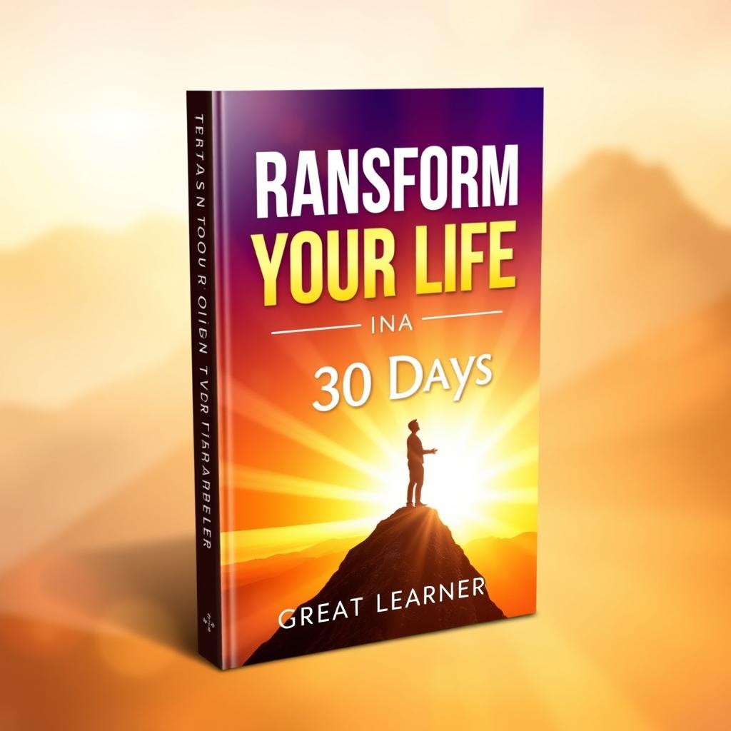 A dynamic and inspiring book cover design for 'Transform Your Life in 30 Days' by Great Learner