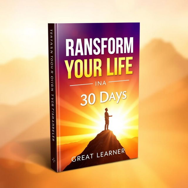 A dynamic and inspiring book cover design for 'Transform Your Life in 30 Days' by Great Learner