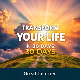 An inspiring book cover design for 'Transform Your Life in 30 Days' by Great Learner