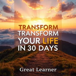 An inspiring book cover design for 'Transform Your Life in 30 Days' by Great Learner