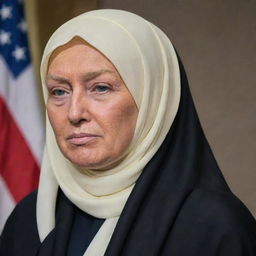 Donald Trump respectfully wearing a hijab, embodying cultural diversity.