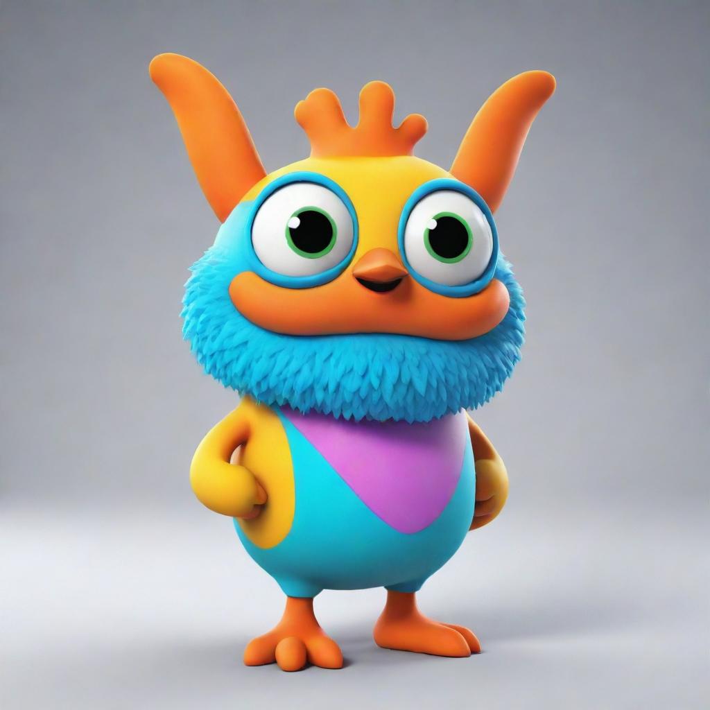 An amusing and uniquely designed character known as a Dipster, with bright color palette and playful features.