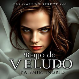 A captivating book cover for the title 'Beijo de Veludo', featuring the author's name 'Yasmim Ingrid'