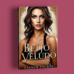 Create a visually striking book cover for the title 'Beijo de Veludo' featuring the author's name 'Yasmim Ingrid'