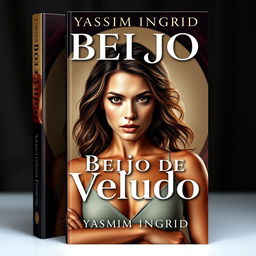 Create a visually striking book cover for the title 'Beijo de Veludo' featuring the author's name 'Yasmim Ingrid'