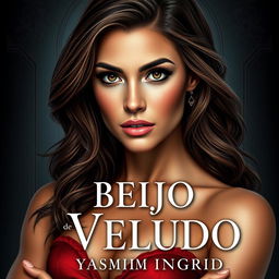 Create a visually striking book cover for the title 'Beijo de Veludo' featuring the author's name 'Yasmim Ingrid'