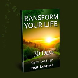 An eye-catching book cover design for 'Transform Your Life in 30 Days' by Great Learner