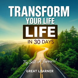 An eye-catching book cover design for 'Transform Your Life in 30 Days' by Great Learner