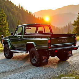 A vintage 2000 Toyota Land Cruiser 100 customized into a pickup truck, highlighting its robust body and rugged charm