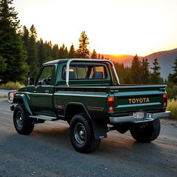 A vintage 2000 Toyota Land Cruiser 100 customized into a pickup truck, highlighting its robust body and rugged charm